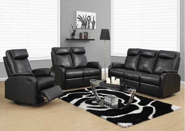 RECLINING - ARMLESS BLACK BONDED LEATHER